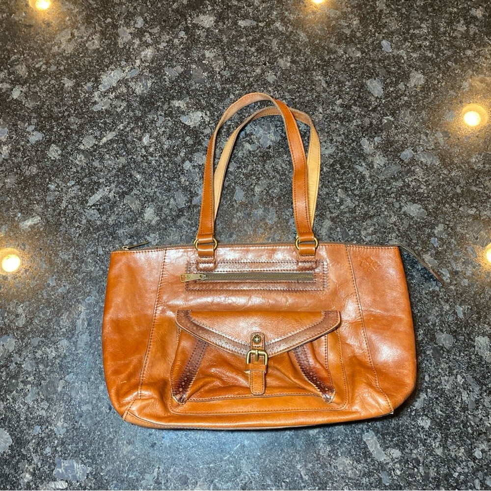Patricia Nash Italian Leather Shoulder Bag Purse Boho Brown